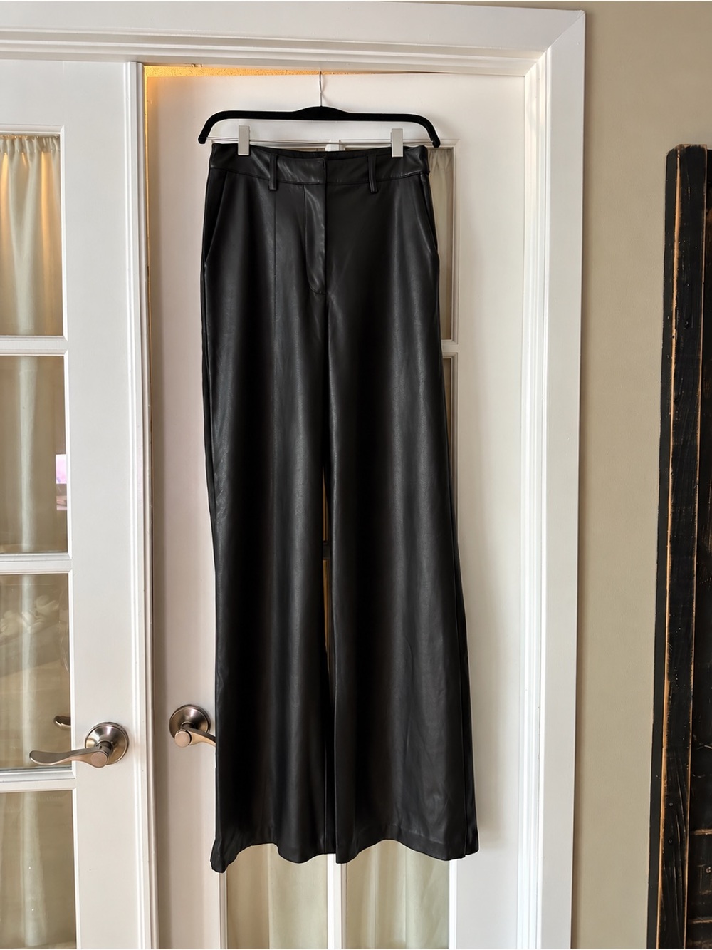Dynamite Black Wide-Leg Faux Leather Pants